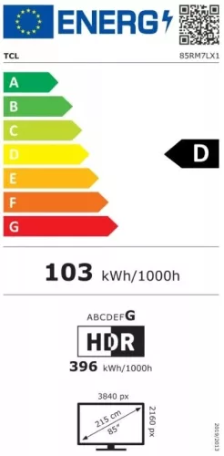 TCL 85RM7L 4K UHD RGB MiniLED TV
