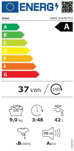 Haier HW90-B14387TU1-S előltöltős mosógép, 9 kg