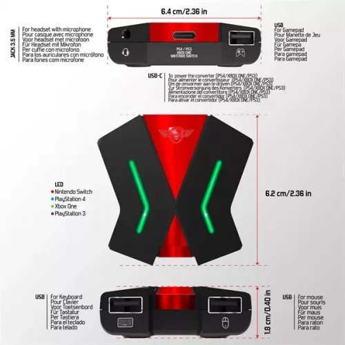 Spirit of Gamer SOG-CONV2 egér/billentyűzet adapter konzolokhoz