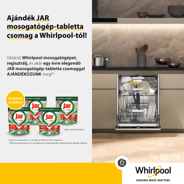 Whirlpool mosogatógépek ráadás JAR mosogatógép-tabletta csomaggal